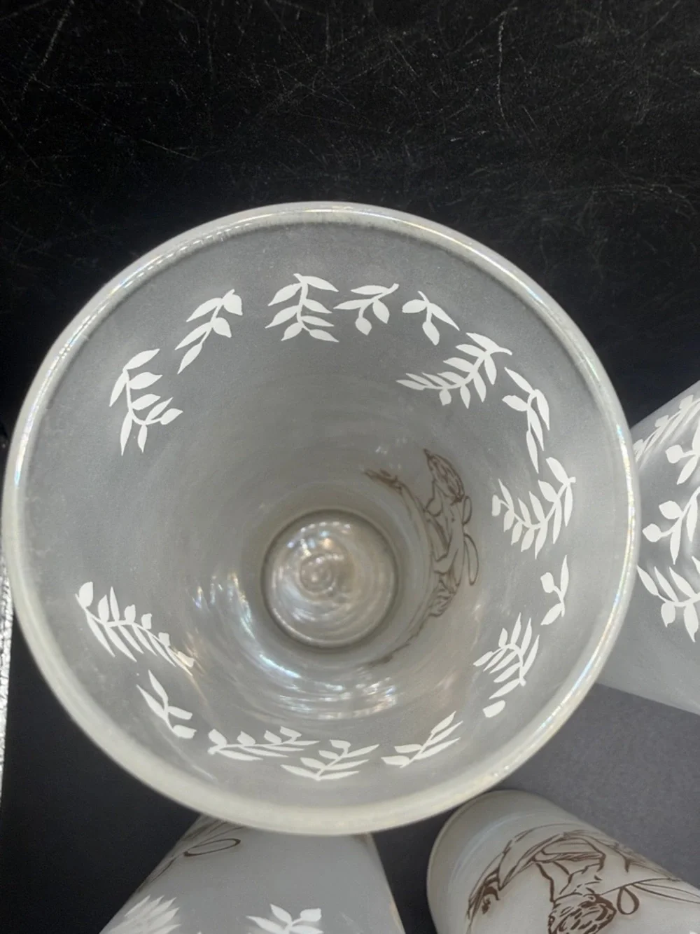 4 Vintage Libbey Fairy Pixie Nymph Frosted Highball Cocktail Glasses Barware